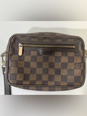 Pre-Owned Louis Vuitton Damier Ebene Wristlet Clutch Bag